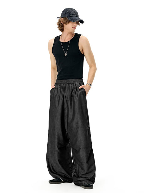 Faux Denim Quick-drying Cooling Sensation Wide Leg Pants