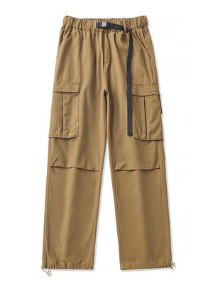Washing Pleats Drawstring Two-way Loose Cargo Trousers
