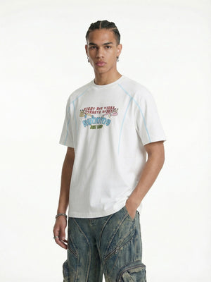 Suede Imitation Embroidery Printed Color-blocked T-shirts
