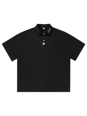 Color-blocked Applique Breathable Polo Shirt