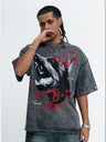 Washing Water Distressed Doberman Pinscher Printed Loose-fit T-shirts