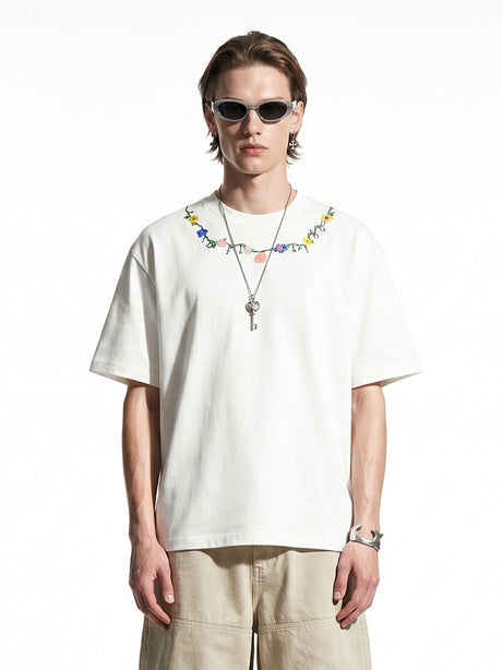 Retro Floral Embroidery T-shirts