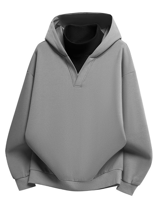 Fake Two Pieces Turtleneck American Loose Hoodies