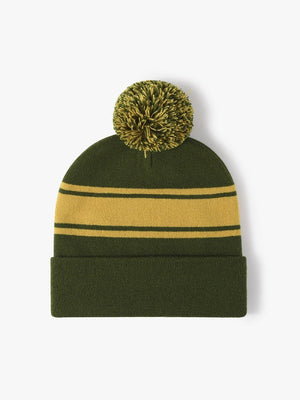 Bonnet jacquard à empiècements et pompon extensible