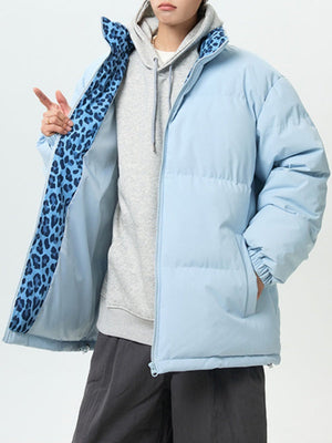 Leopard Stand Collar Thickening Winter Coats