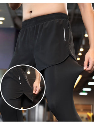 Tight Fake Two Pieces High Elasticity Quick-drying Fitness Running Sweatpants