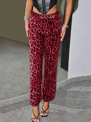 Leopard Print Sequins Pants