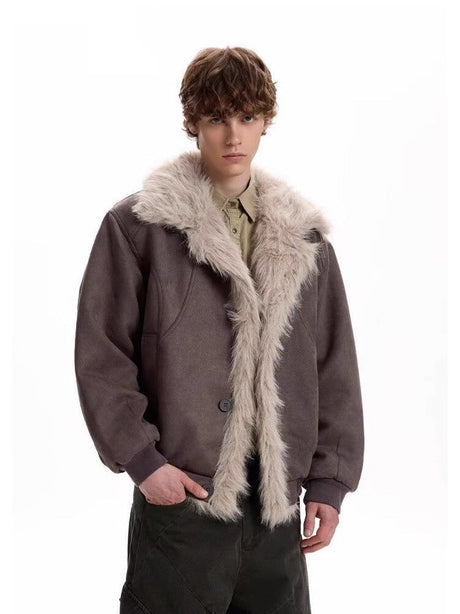 Deconstruction Fur Collar Keep Warm Thickening Jackets
