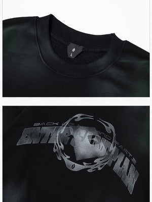 Plush Thickening Two-color Inkjet Printing Hem Drawstring Crew Neck Sweatshirt