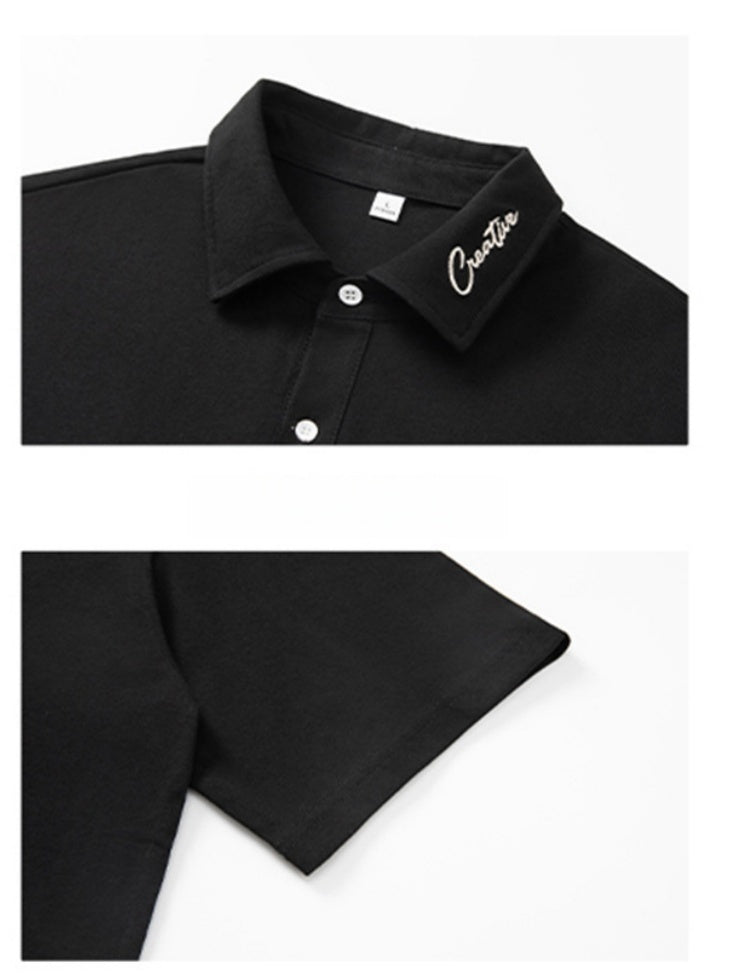 Color-blocked Applique Breathable Polo Shirt