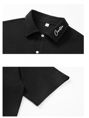 Color-blocked Applique Breathable Polo Shirt