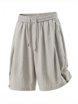 Slight Wrinkles Gathering Straight-fit Five Points Dress Pants Shorts