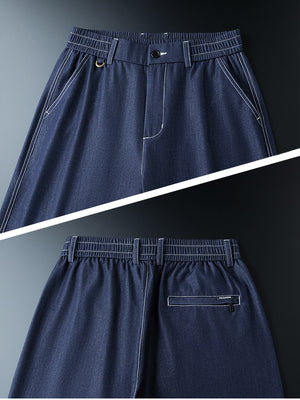 Faux Denim Straight-fit Loose-fit Anti-wrinkle Pants