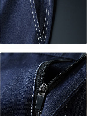 Faux Denim Straight-fit Loose-fit Anti-wrinkle Pants