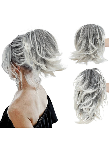 Short, Curled Ponytail Wig With Clip