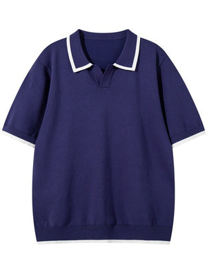 Old Money Style Color-blocked Leisure Polo Shirts