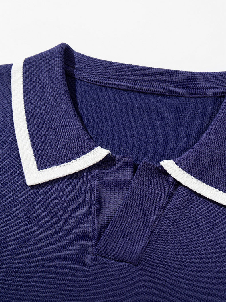 Old Money Style Color-blocked Leisure Polo Shirts