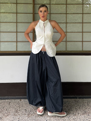 Pure Cotton Lantern Pants Color Loose-fit Comfort Pants