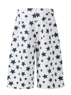 Full Print Star Loose-fit Wide Leg Work Clothes Five Points Shorts