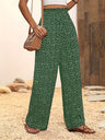Printed Elastic Waistband High-waisted Loose-fit Pants