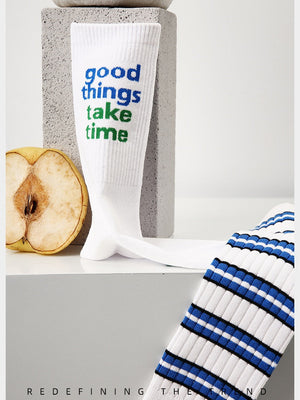 Chaussettes classiques à rayures et lettres, lot de 3