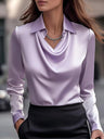 Satin Dangling Simple Long Sleeves Blouse