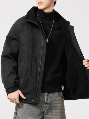 Maillard Tie-dye Imitation Lambskin Work Jacket