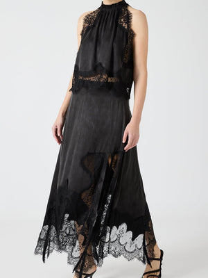 Lace Stitching Halter Top Irregular Skirt Set 2-piece Sets
