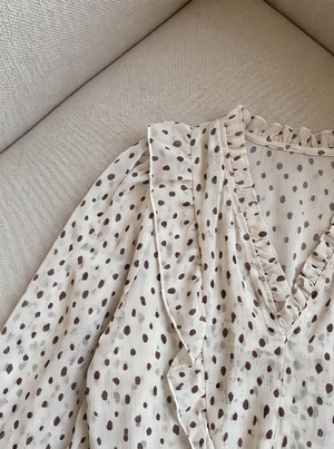 Korean Style Preppy Polka Dot Dress Two-piece Set