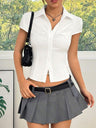 Flying Sleeves Gathering Slim-fit Lapel Shirts