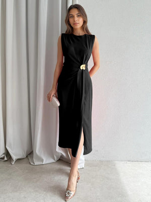 Slits Sleeveless Commuting Midi Dresses