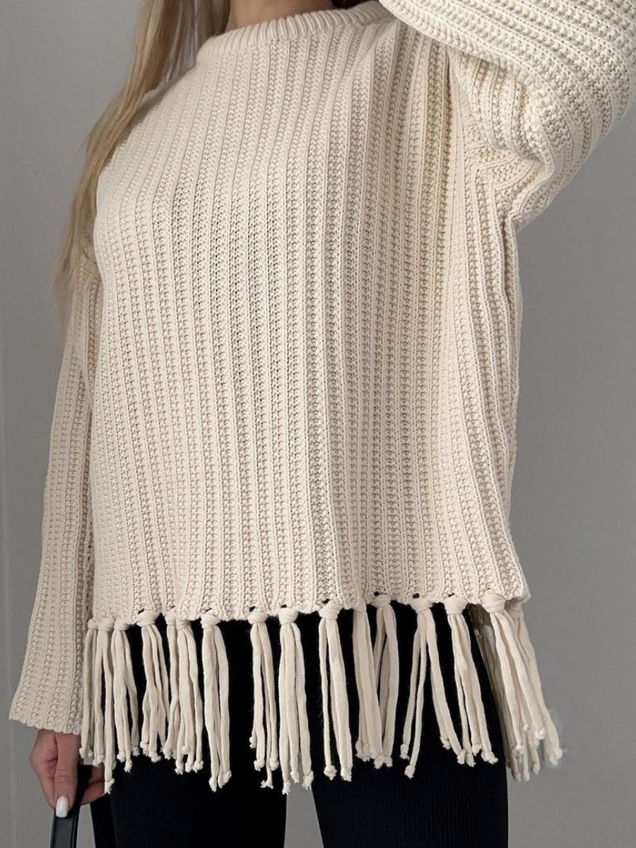 Thickened Loose Tassel Solid Color Knitting Sweaters