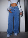 Y2K Spice Girl High Waist Wash Water Bow Straight Jeans