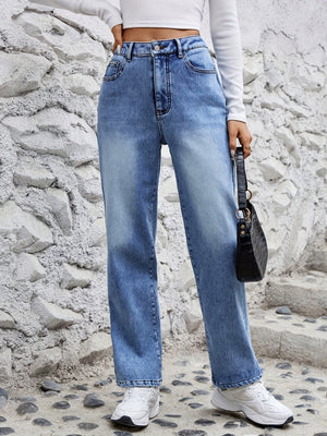 Plush Stretch Straight Slimming Jeans