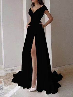 Slit Big Swing Formal Dress Maxi Dresses