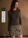 Wool Blend Cable Knit Crew Neck Single-breasted Cardigan