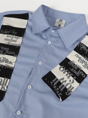 Liber Autumn Neutral wear Color matching Stripes Shirts