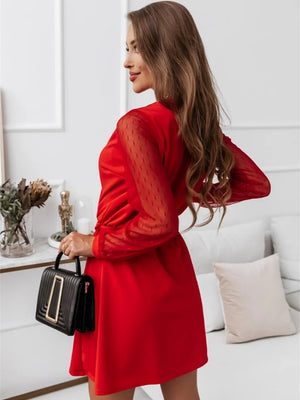 Lace Stitching Wrap-up Lace Up Mini&Short Dresses