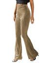 High-waisted Flared Pants Velvet Piping Bell-bottoms Sports Everyday Trousers