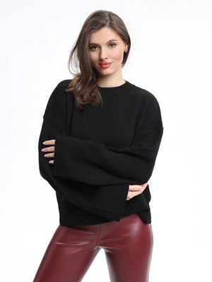 Liber Crew Neck Solid Color Knitted Sweater