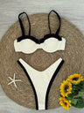 Black And White Color-blocked High-waisted Bikini