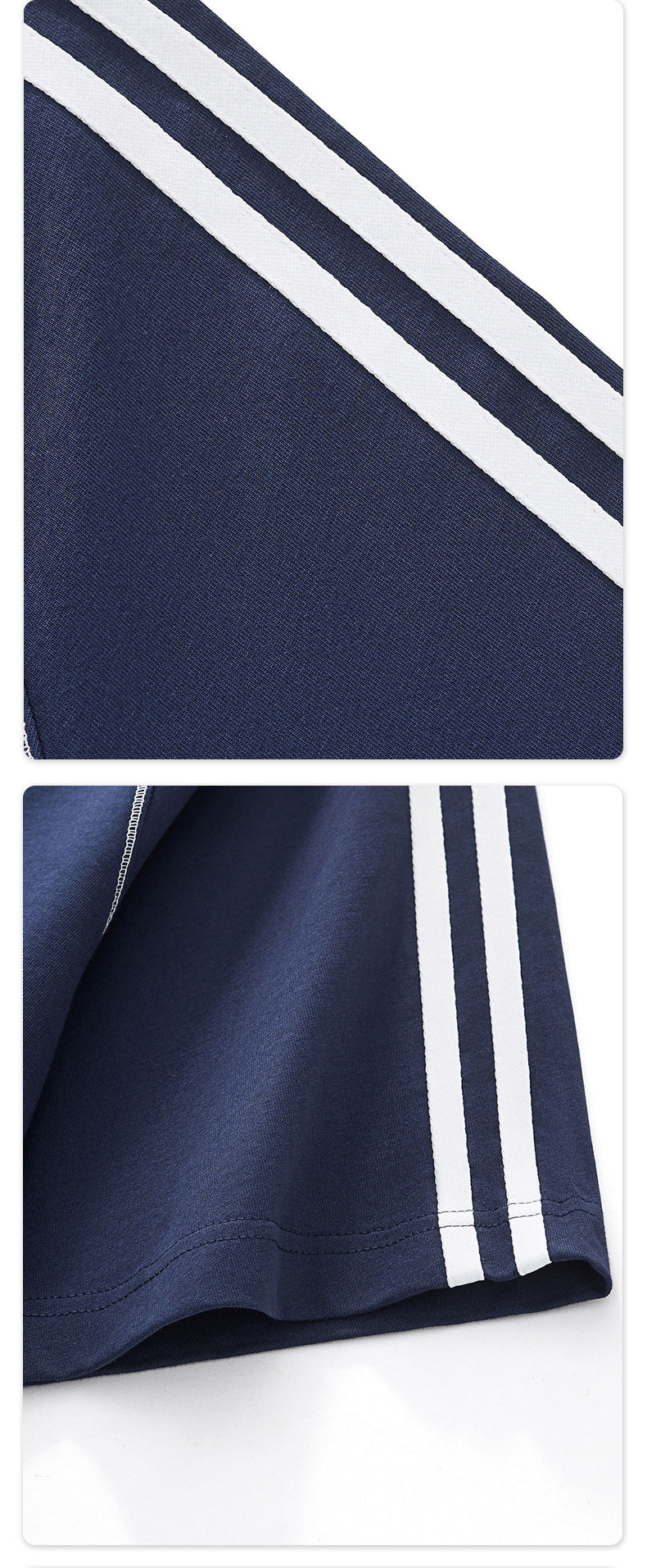 Hasselblad Stripes Short Sleeves Pants Color-blocked Set