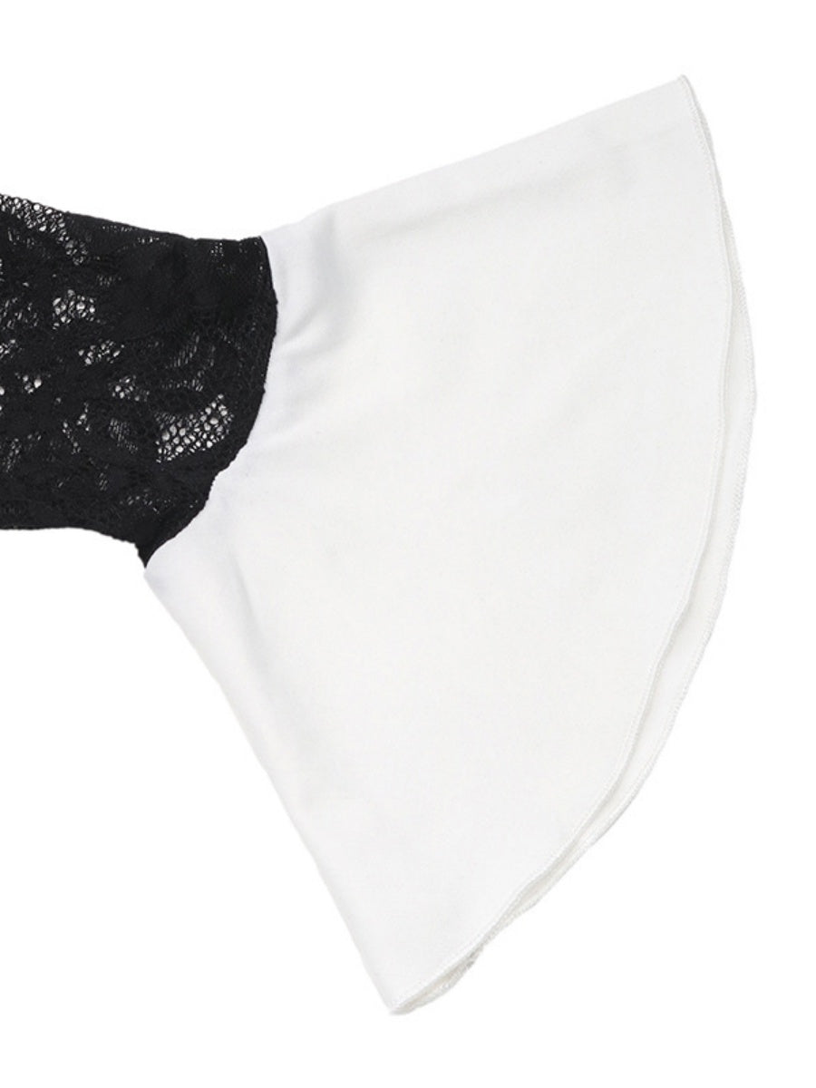 Lace Splicing Color-blocked Collar Slim-fit Hip-hugging Maxi Dresses