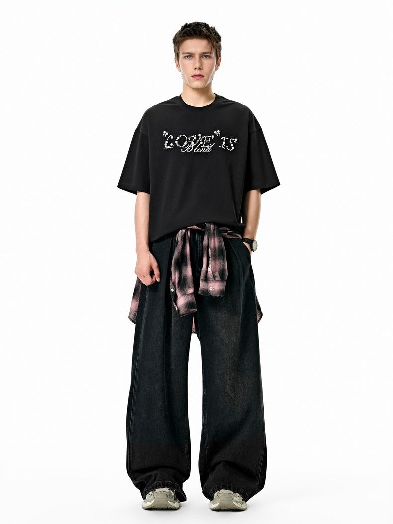 Letter Beading Loose-fit T-shirts