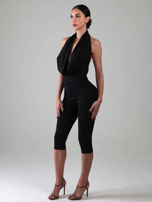 A Halter Neckline And Bare Back Tight-fitting Ropes Jumpsuits