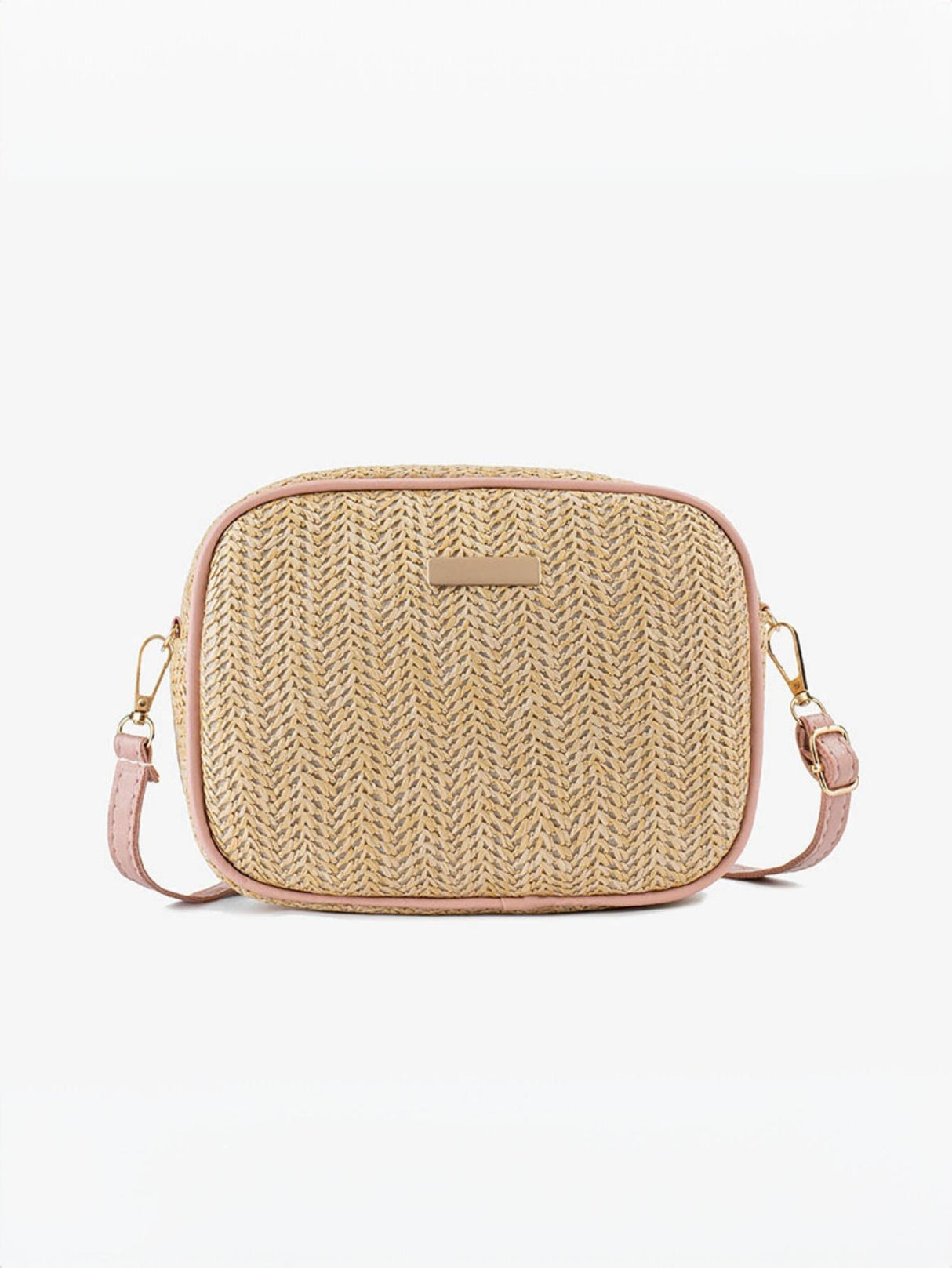 Holiday Straw Woven Oval Crossbody Bag