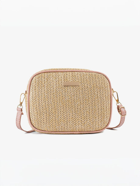 Holiday Straw Woven Oval Crossbody Bag