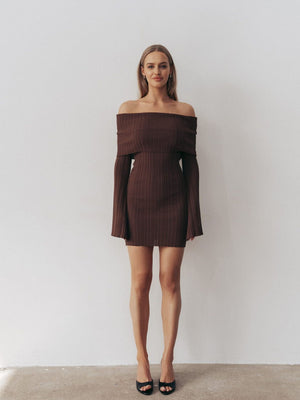 Off-the-shoulder Long-sleeved Sexy Bodycon Short Dress
