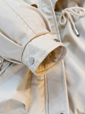 Parka With Fur Collar Drawstring Waist Pocket Casual Cotton-padded Jackets/down Jackets