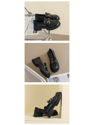Liber Spring and Autumn Thick-soled Metal Buckle Women's Loafers